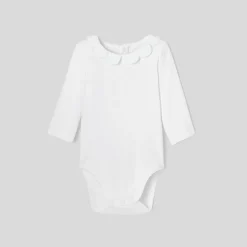 Baby girl bodysuit with petal collar