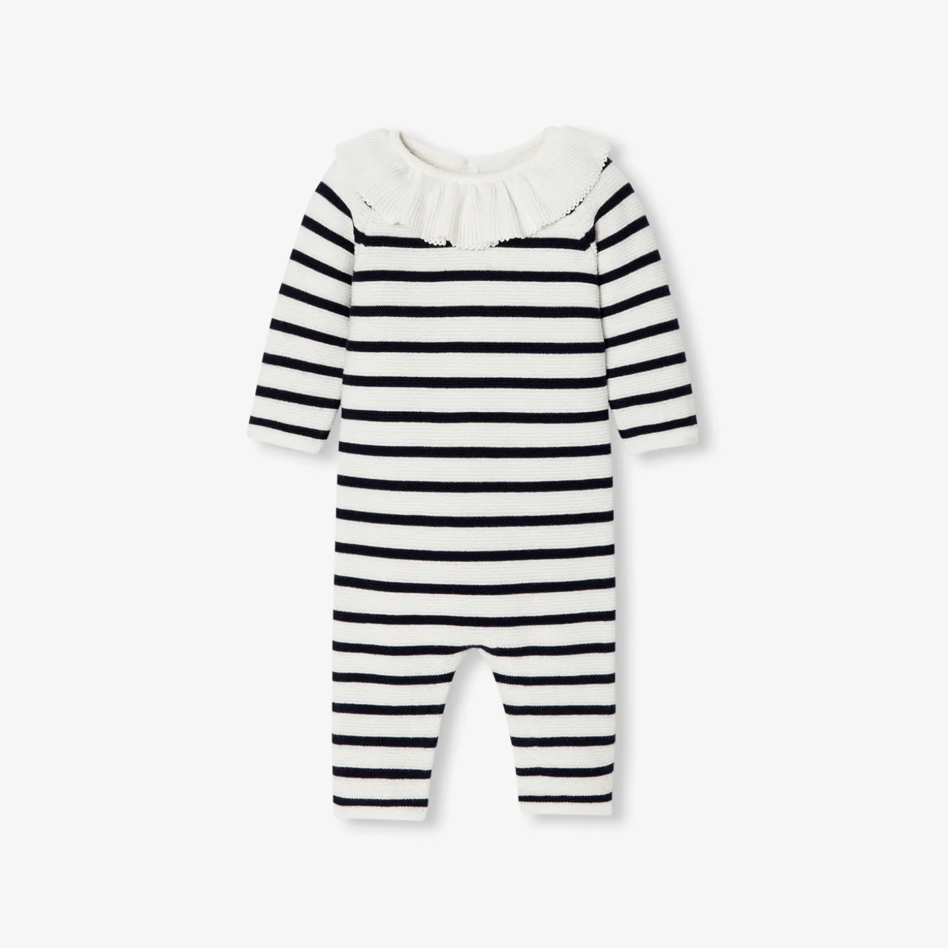 Baby girl jumpsuit in garter stitch