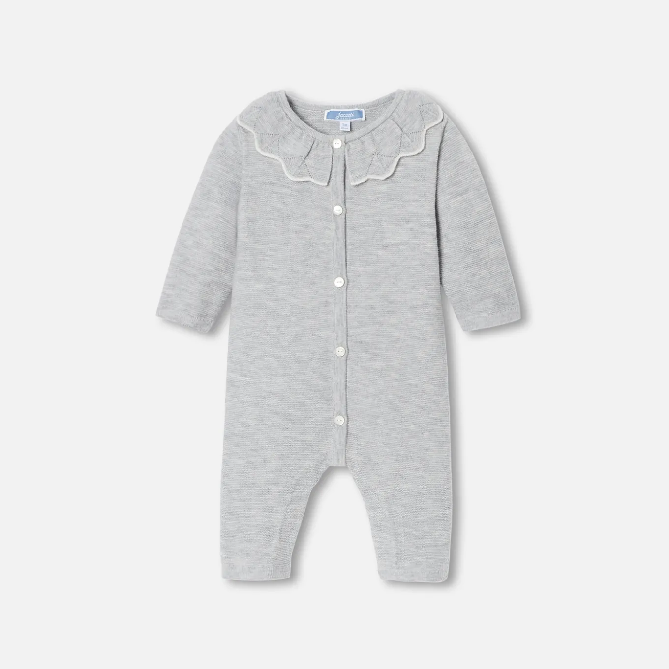 Baby girl jumpsuit in garter stitch