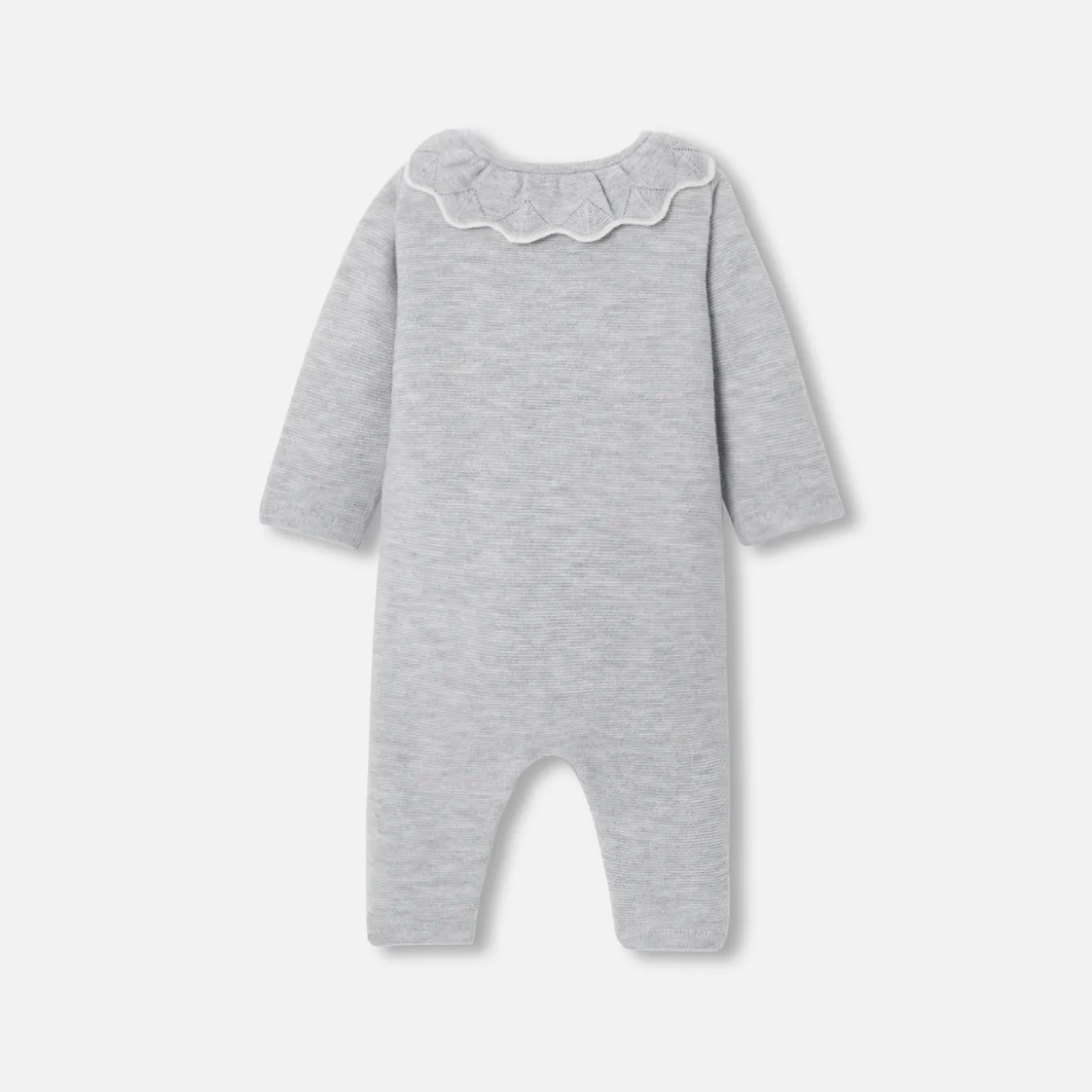 Baby girl jumpsuit in garter stitch