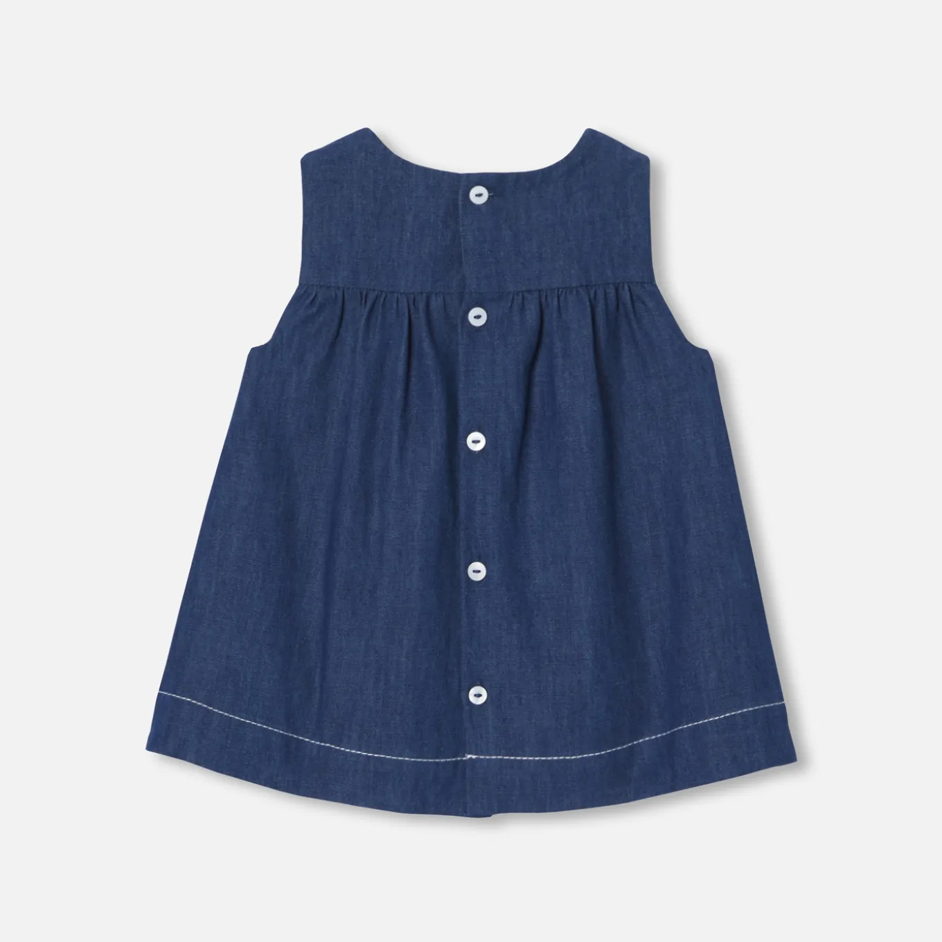 Baby girl pinafore dress in lightweight denim