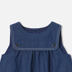 Baby girl pinafore dress in lightweight denim