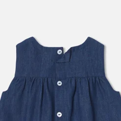 Baby girl pinafore dress in lightweight denim