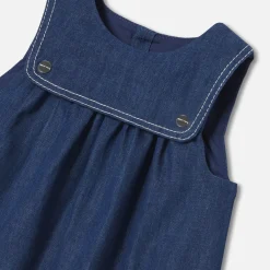 Baby girl pinafore dress in lightweight denim