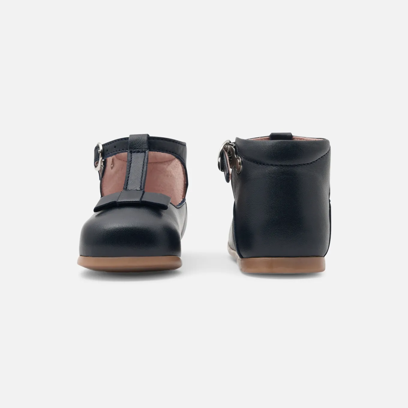 Baby girl smooth leather t-bar shoes