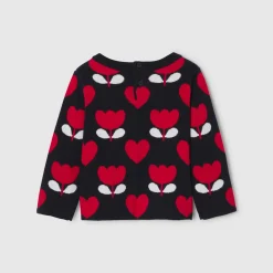 Baby girl sweater in jacquard knit