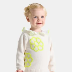 Baby girl sweater with embroidered flowers