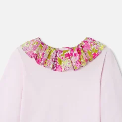 Baby girl T-shirt with a Liberty fabric collar