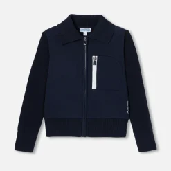 Boy bi-material cardigan