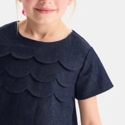 Girl denim trapeze dress