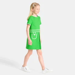 Girl dress in honeycomb piqué