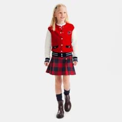 Girl knitted varsity jacket