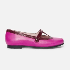Girl leather t-bar shoes