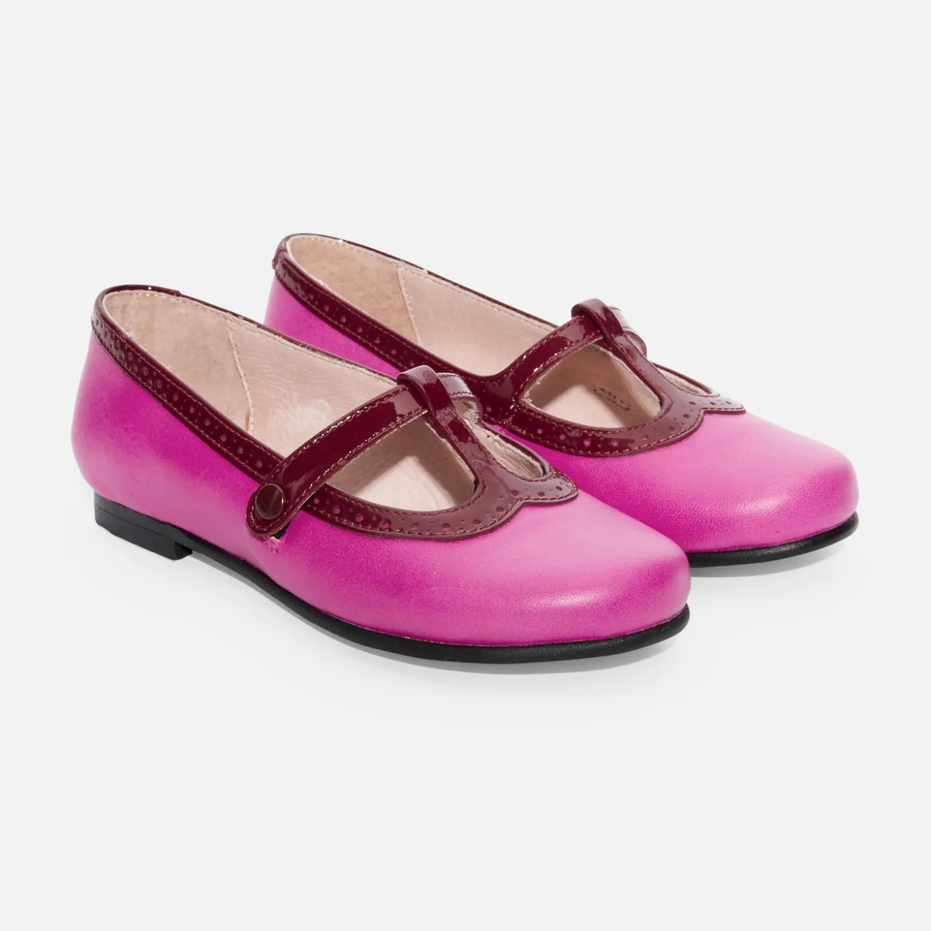 Girl leather t-bar shoes
