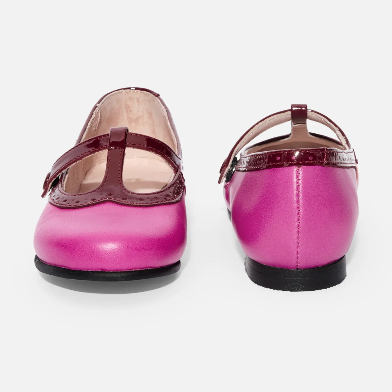 Girl leather t-bar shoes