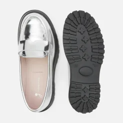 Girl moccasins in glazed leather