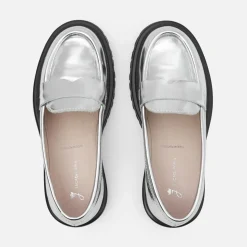 Girl moccasins in glazed leather