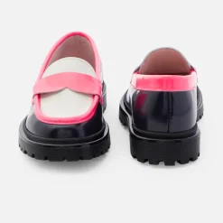 Girl moccasins in glazed leather