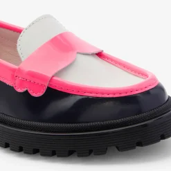 Girl moccasins in glazed leather